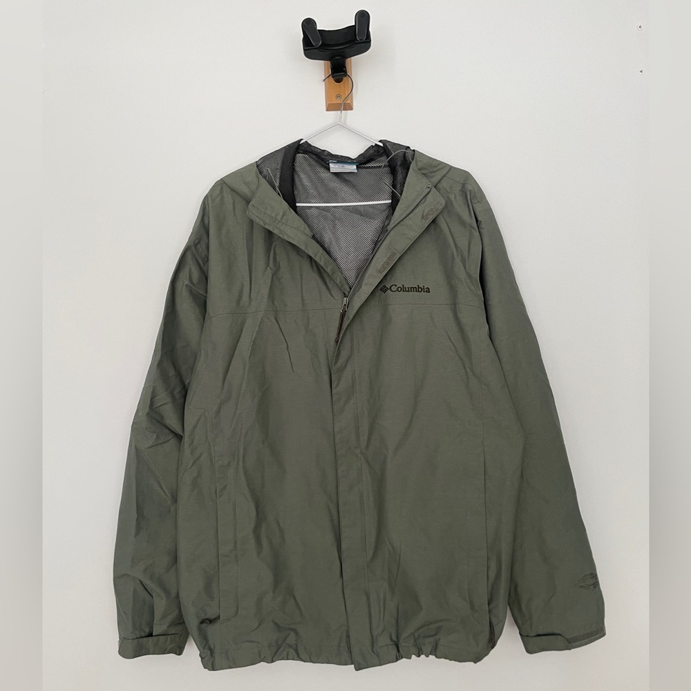 Olive Green Columbia Waterproof Hooded Rain Jacket Men’s Large